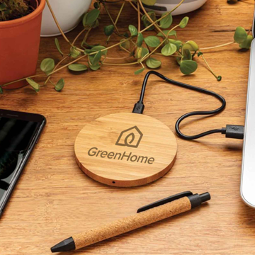 FSC® Certified Bamboo 5W Round Wireless Charger